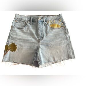 Madewell Light Blue Embroidered Jean Shorts